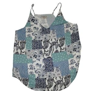 LOFT Outlet Cami Top Patchwork Print Sleeveless Casual Blouse Size L